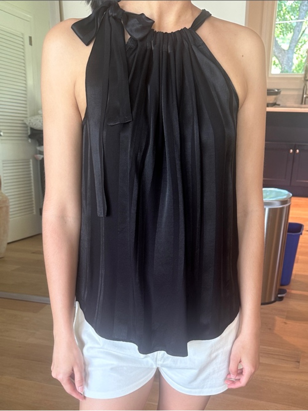 Black Satin Halter Top/Blouse